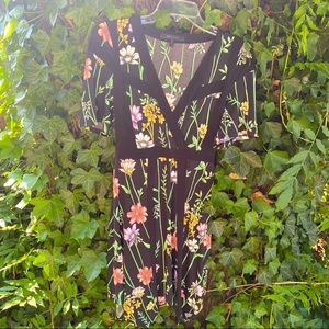 BCBGMaxAzria floral black dress a line